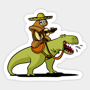 Mexican Sloth Riding T-Rex Dinosaur Sticker